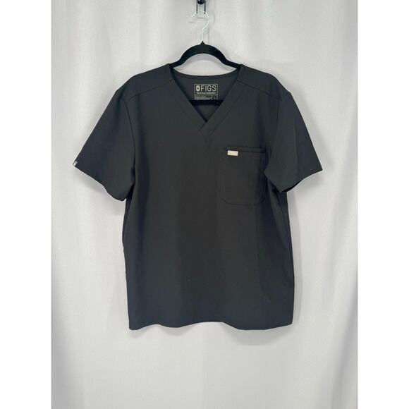 FIGS Scrub Shirt Mens Large Black Technical Collection V Neck Pocket FM1500 - Picture 1 of 11